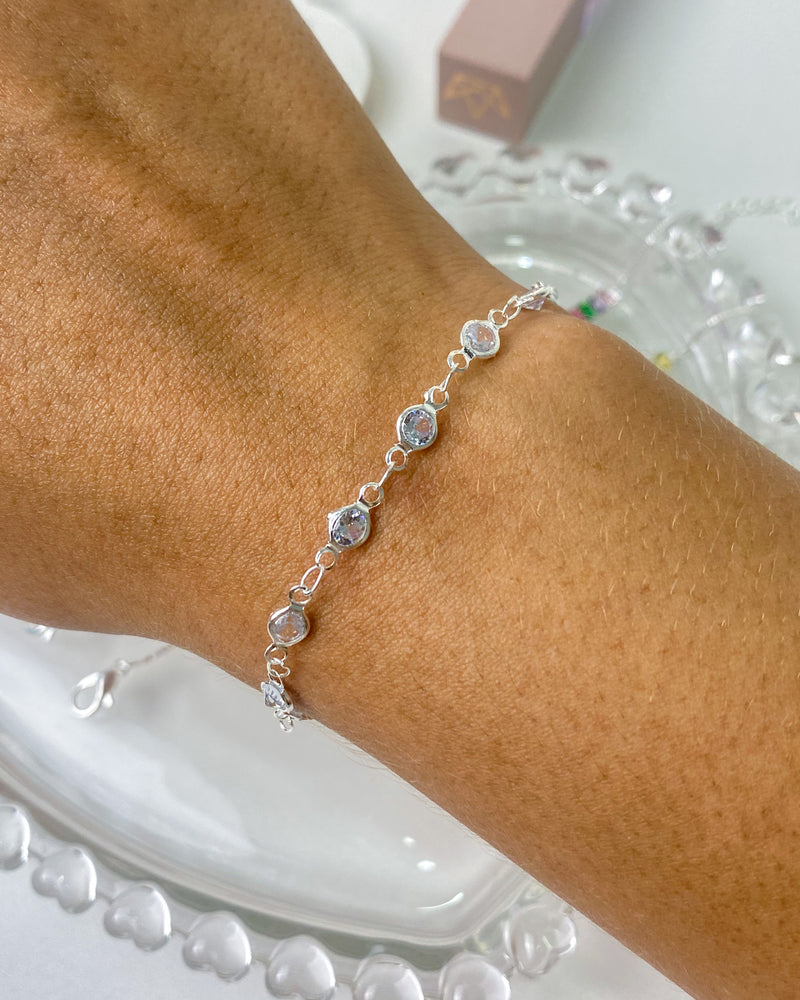 Pulseira Mini Zircônias - Prata - Áurea Acessórios