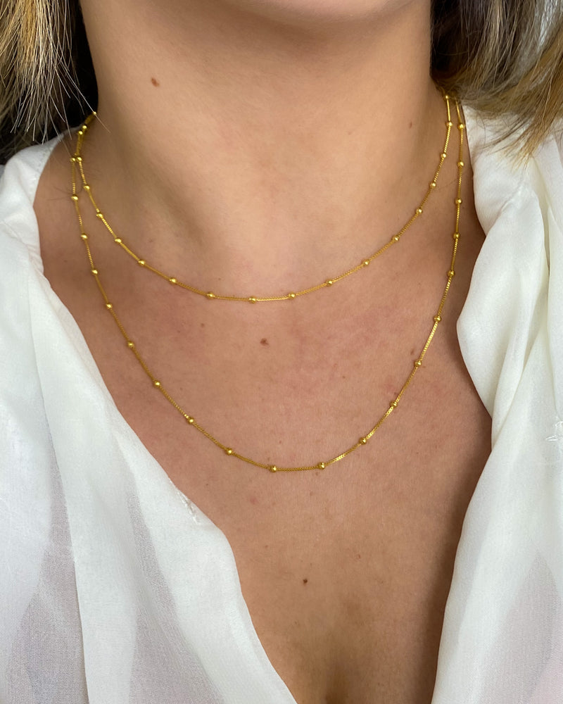 Colar Fio Duplo Bolinhas - Dourado - Áurea Acessórios