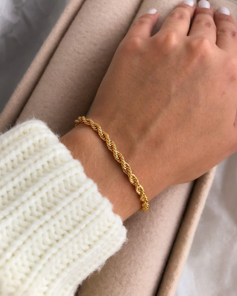 Pulseira Feminina Elo Baiano Trançada - Dourado - Áurea Acessórios