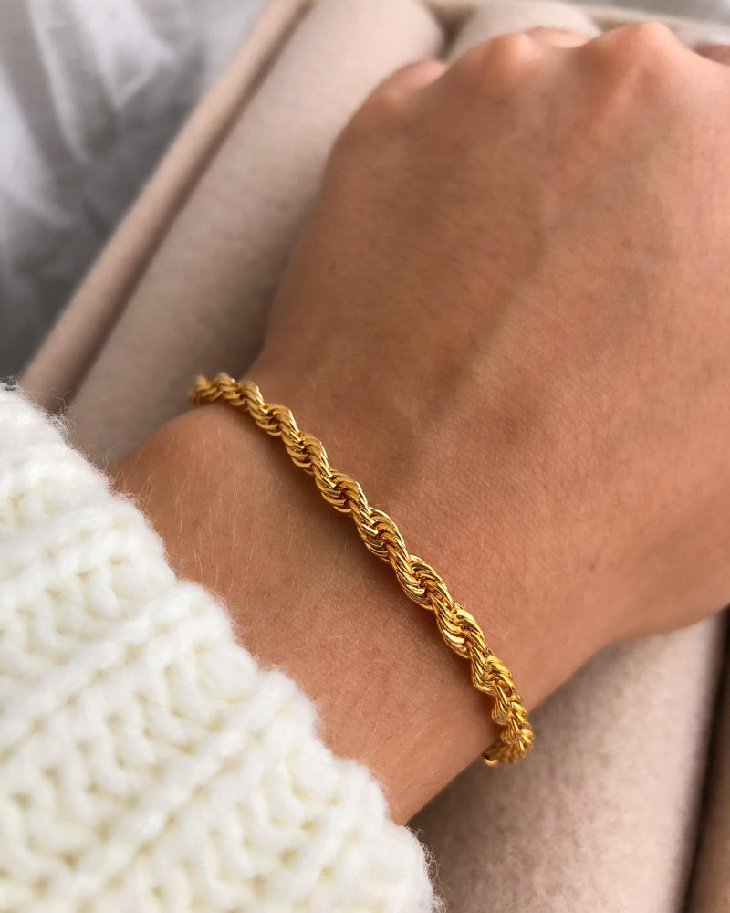 Pulseira Feminina Elo Baiano Trançada - Dourado - Áurea Acessórios